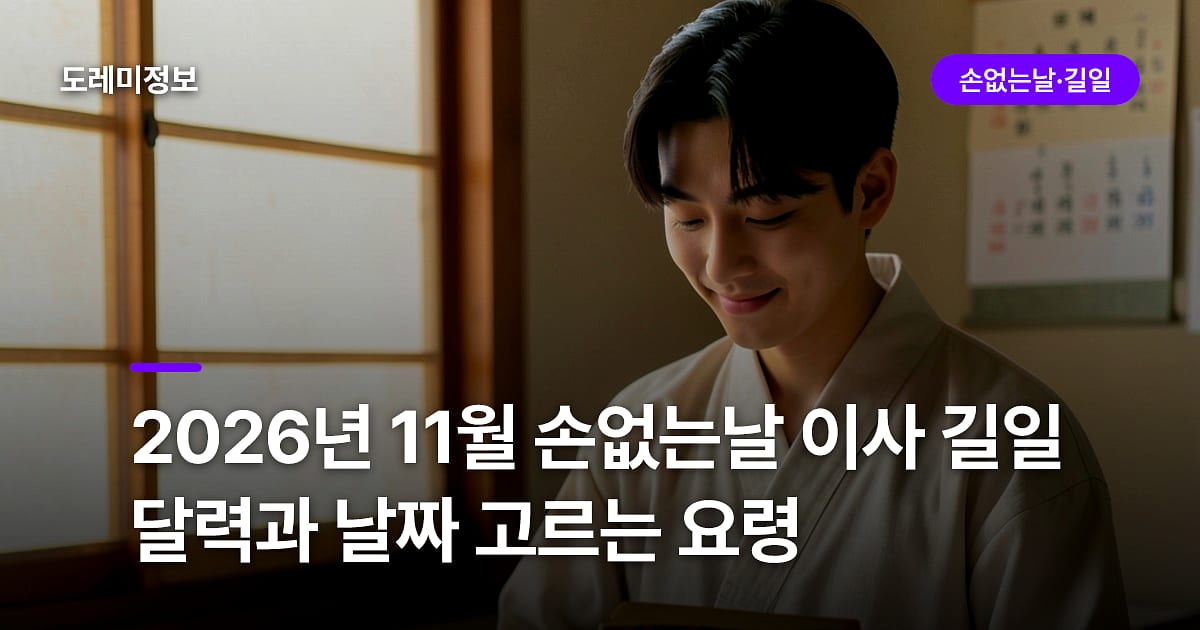 2026년 11월 손없는날 이사 길일 달력과 날짜 고르는 요령